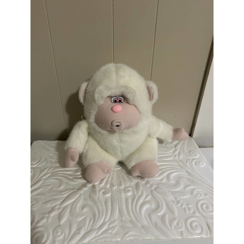 1997 Whistle Monkey Plush Toy Sensor I Love You White Works Stuffed Animal